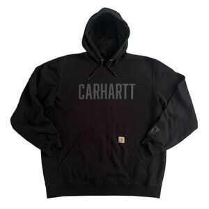 Carhartt Rain Defender Hoodie Mens XL Black Pullover Logo Bold Spellout 104816